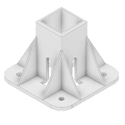 33-4545-0 MODULAR SOLUTIONS FOOT 45MM X 45MM (4) SIDED FOOT W/11MM FLOOR ANCHOR HOLES